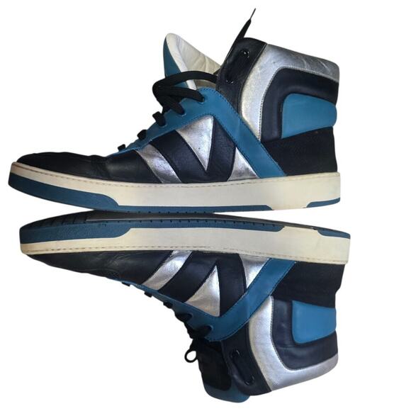 LOUIS VUITTON Tribe High Top Sneakers LI 0190 Men\'s 8.5 Blue White Black Silver main image 7